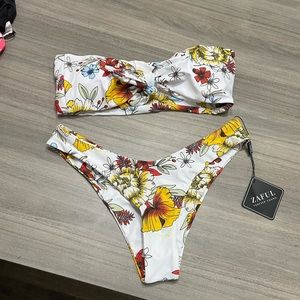 White floral bandeau bikini! NWT! (S)